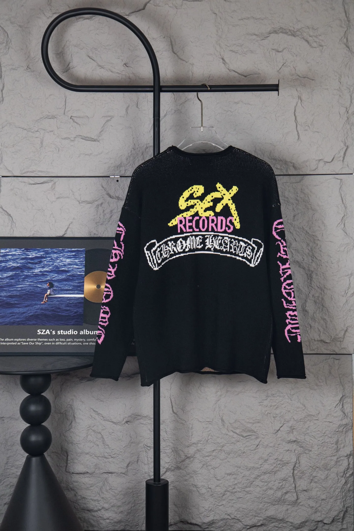 P230 Chrome Hearts 🍁Autumn and Winter Sweater Series🍁 New Sex Records long-sleeved sweater for autumn and winter. Selected high-quality wool blended knitted high-quality high-weight fabric. Non-commercial version. Color: Black Size: S M L XL